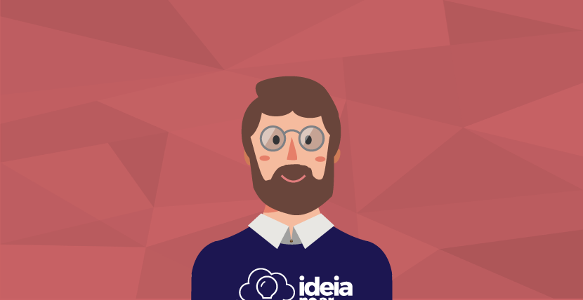 Ilustração de homem usando uma blusa com logotipo do Ideia no Ar